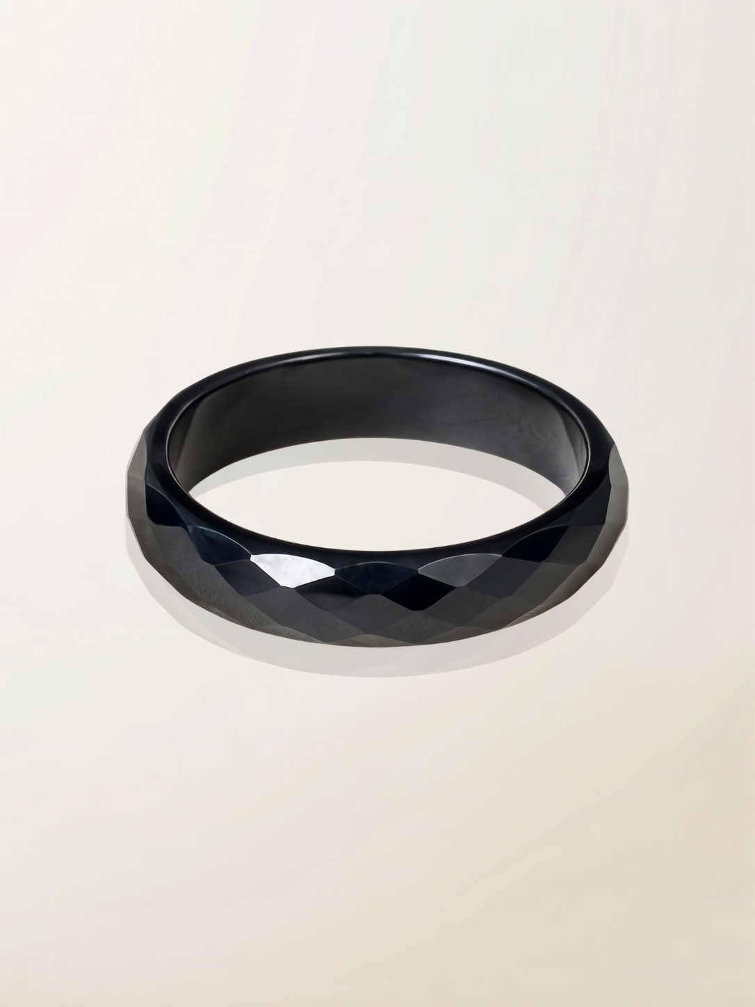 Artisan Facet Black Jade Ring