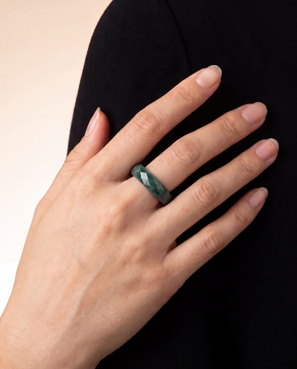 Artisan Facet Bluewater Jade Ring
