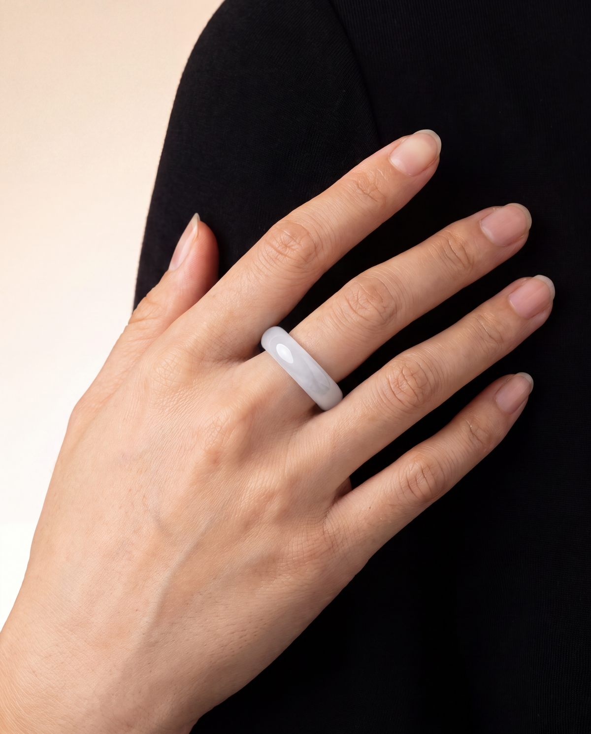 Classic Round White Jade Ring